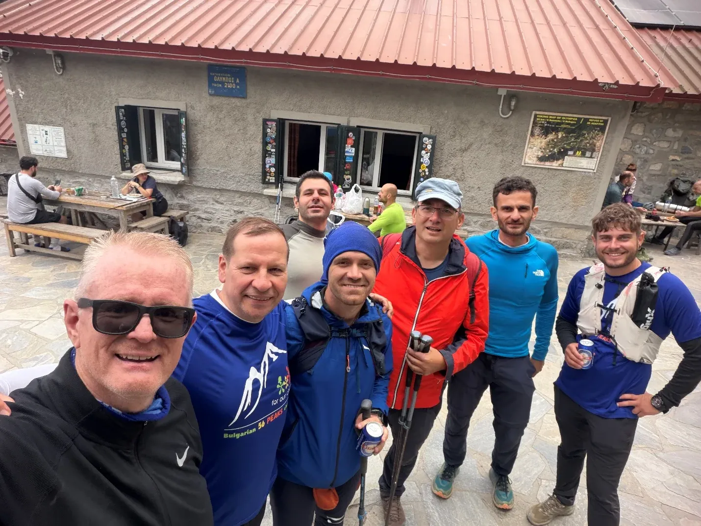 The team back at the refuge after the descent