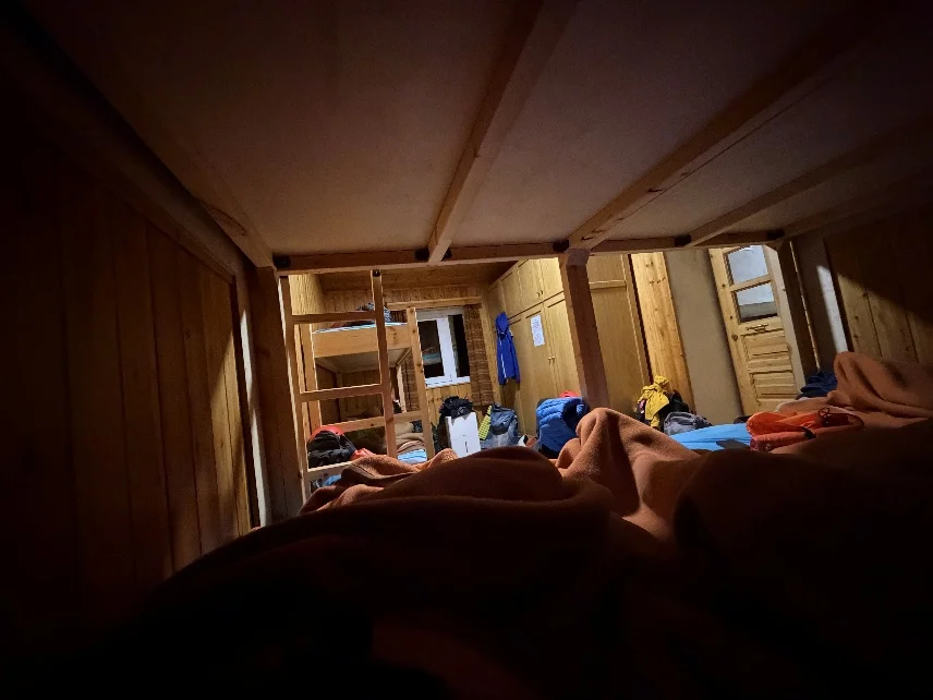 Bunk beds inside the mountain refuge on Olympus